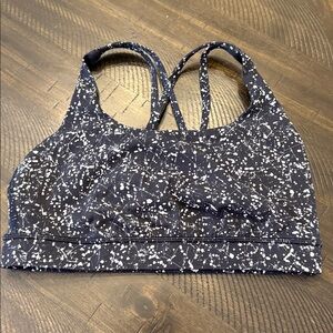 Lululemon Women's Black & Metallic/Reflectant Patterned Sports Bra - 8